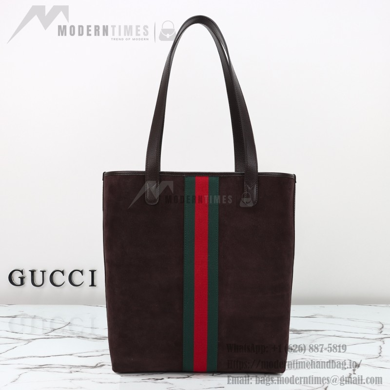 Gucci 834465 Matte Leather Tote Bag Gray Green Burgundy Original Leather