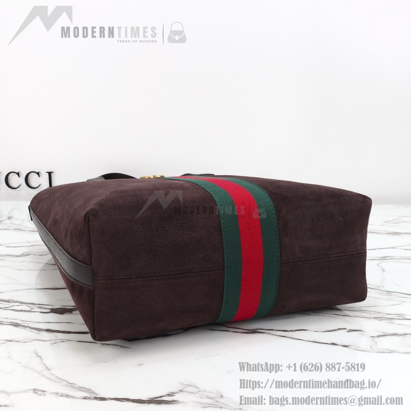 Gucci 834465 Matte Leather Tote Bag Gray Green Burgundy Original Leather