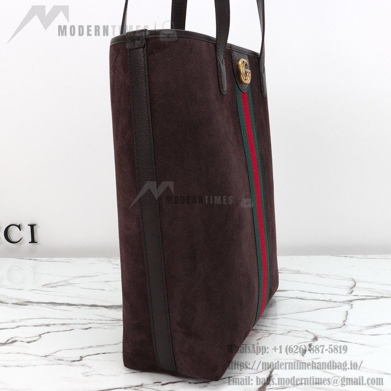 Gucci 834465 Matte Leather Tote Bag Gray Green Burgundy Original Leather