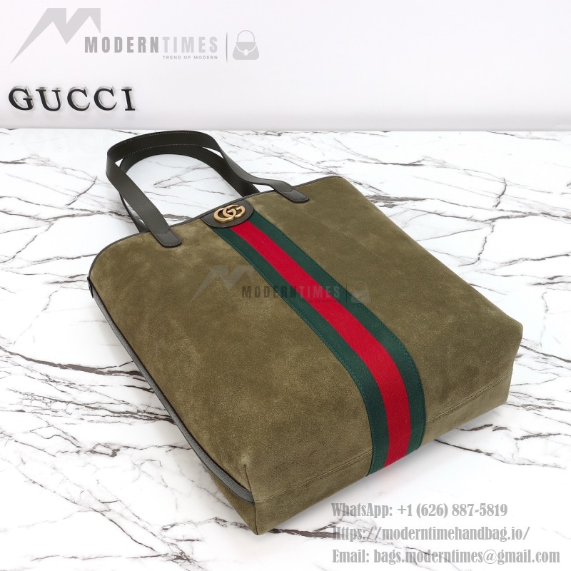 Gucci 834465 Matte Leather Tote Bag Gray Green Burgundy Original Leather