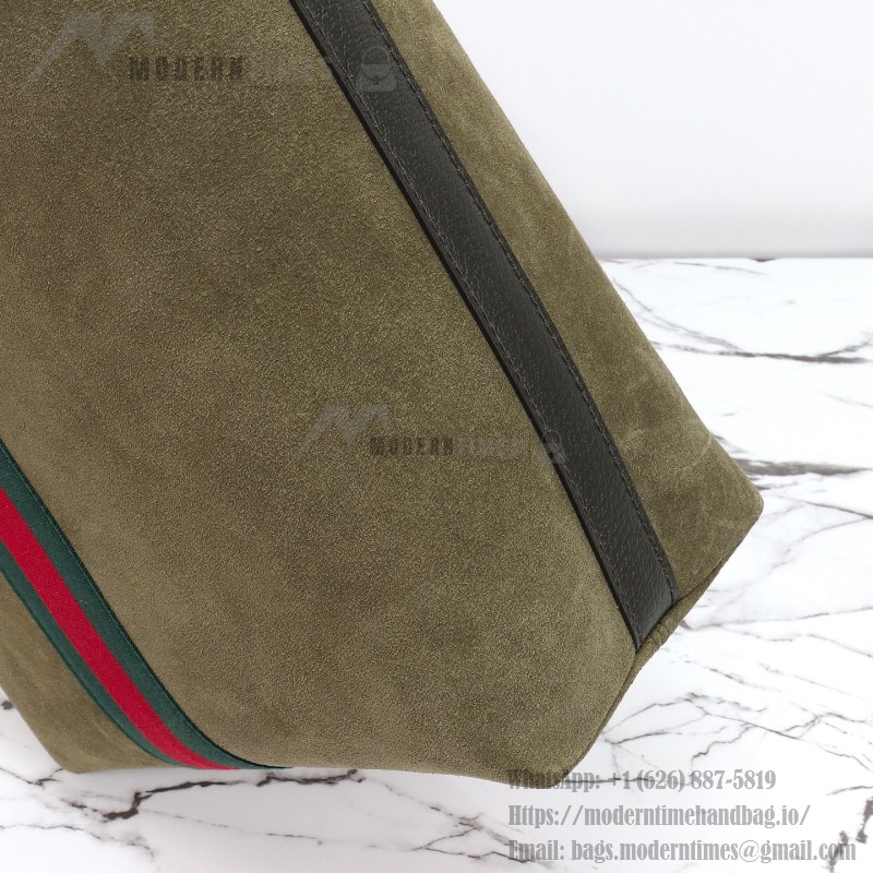 Gucci 834465 Matte Leather Tote Bag Gray Green Burgundy Original Leather