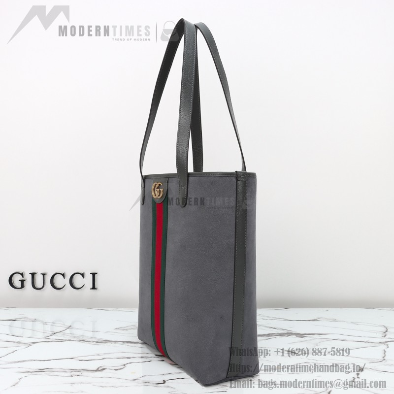 Gucci 834465 Matte Leather Tote Bag Gray Green Burgundy Original Leather