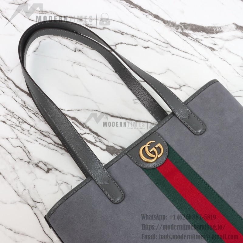 Gucci 834465 Matte Leather Tote Bag Gray Green Burgundy Original Leather
