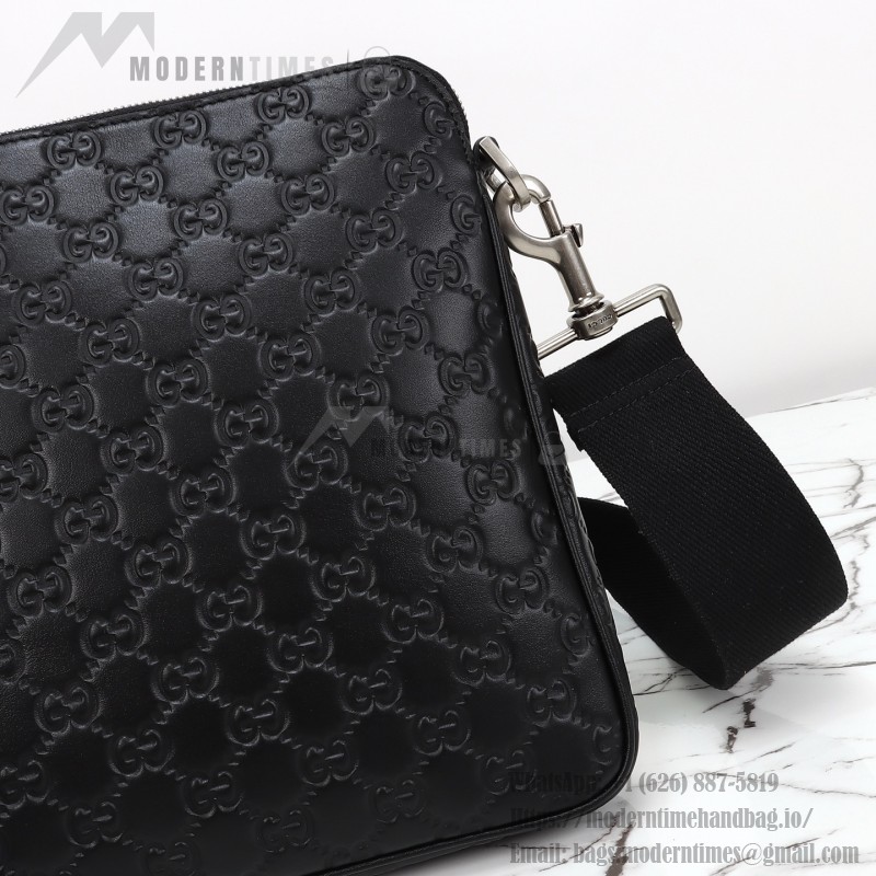 Gucci 850214 Black GG Embossed Leather Handbag Original Leather