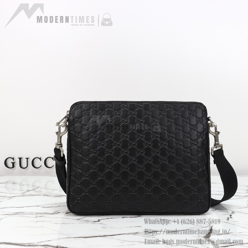 Gucci 850214 Black GG Embossed Leather Handbag Original Leather