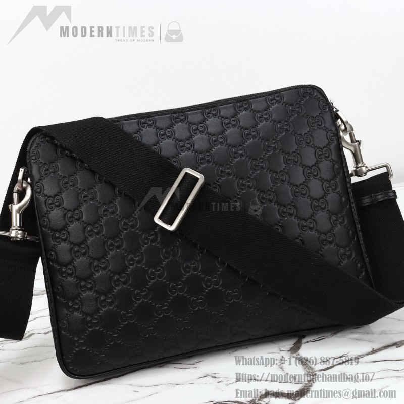 Gucci 850214 Black GG Embossed Leather Handbag Original Leather