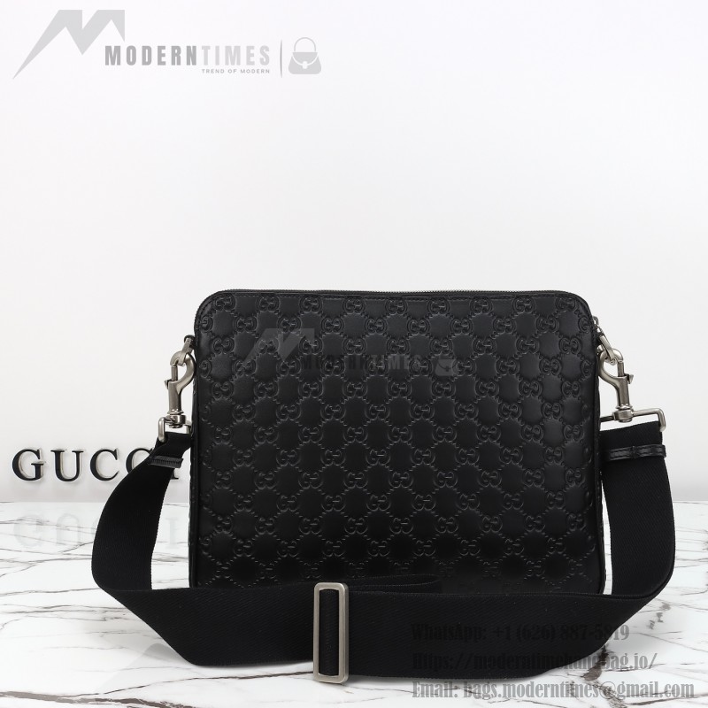 Gucci 850214 Black GG Embossed Leather Handbag Original Leather
