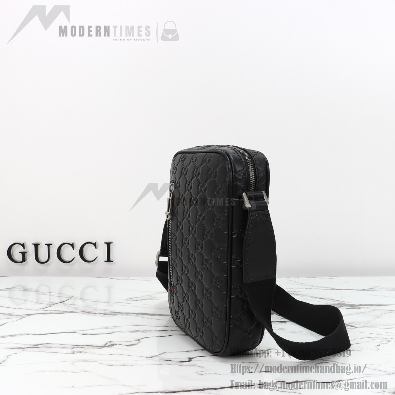 Gucci 850242 Black Embossed Leather Shoulder Bag