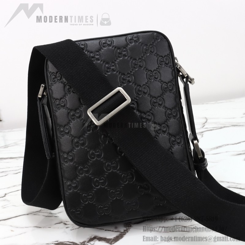 Gucci 850242 Black Embossed Leather Shoulder Bag