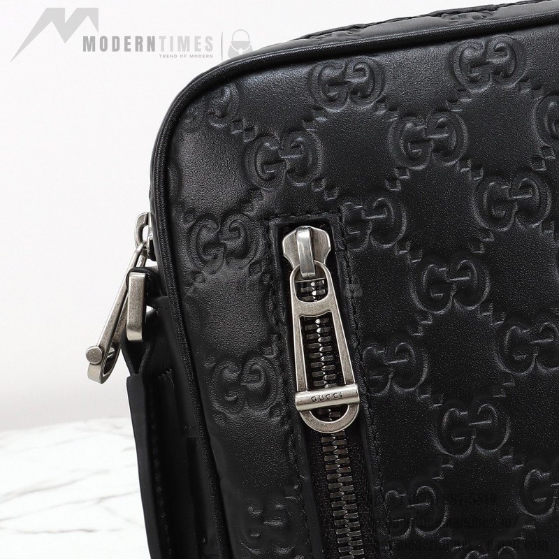 Gucci 850242 Black Embossed Leather Shoulder Bag