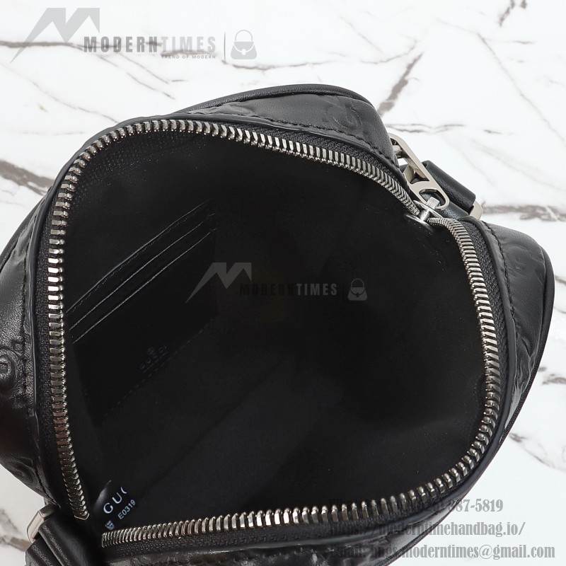 Gucci 850242 Black Embossed Leather Shoulder Bag