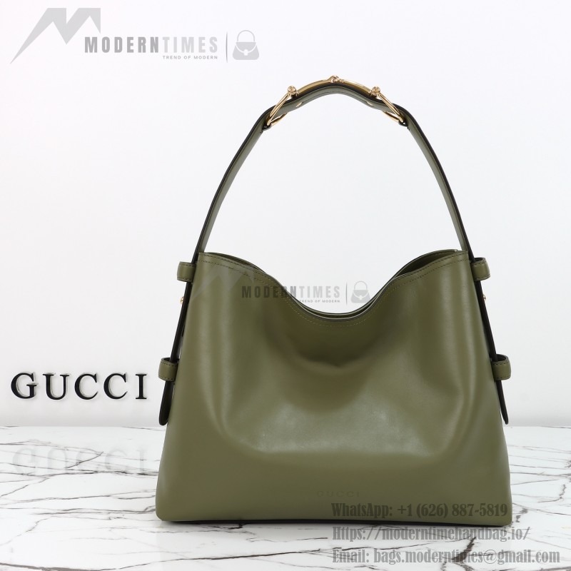 Gucci Brown Canvas Tote with Gray-Green and White Leather – Model 850926 / 850546