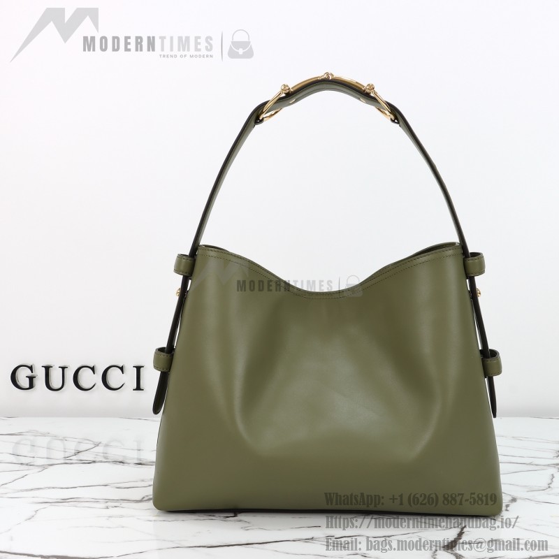 Gucci Brown Canvas Tote with Gray-Green and White Leather – Model 850926 / 850546