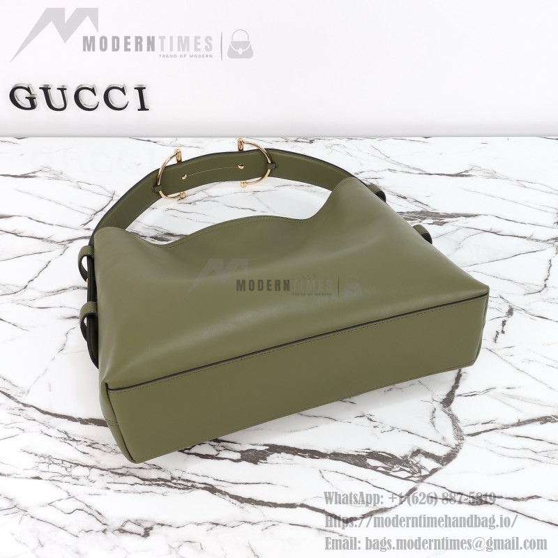 Gucci Brown Canvas Tote with Gray-Green and White Leather – Model 850926 / 850546