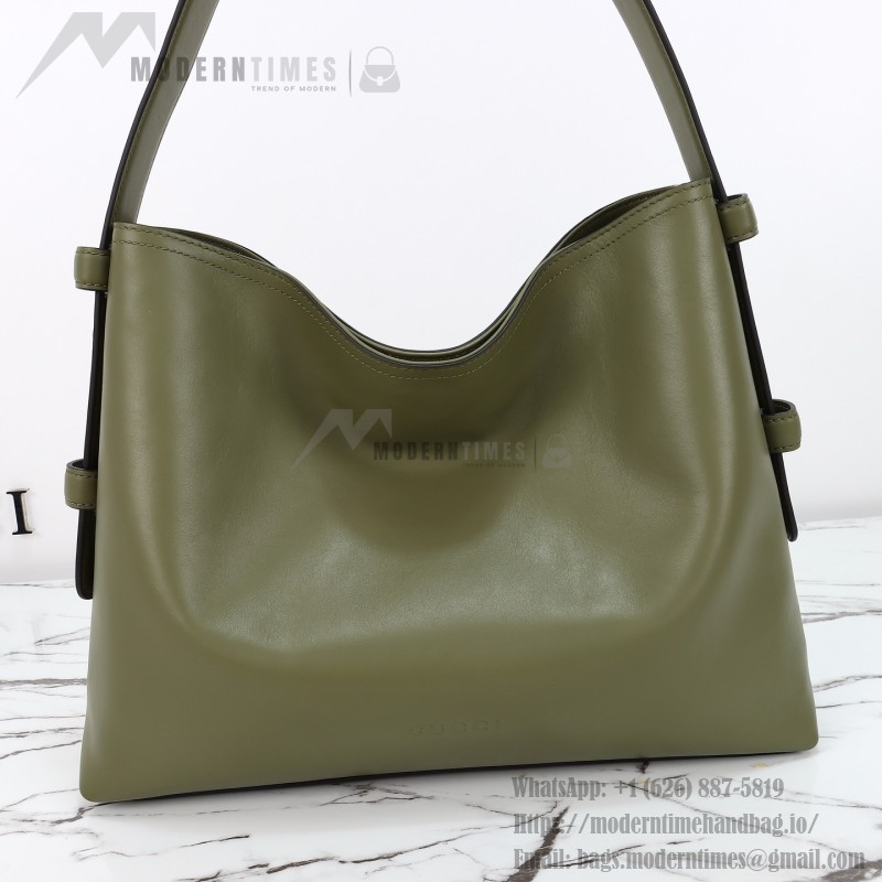 Gucci Brown Canvas Tote with Gray-Green and White Leather – Model 850926 / 850546
