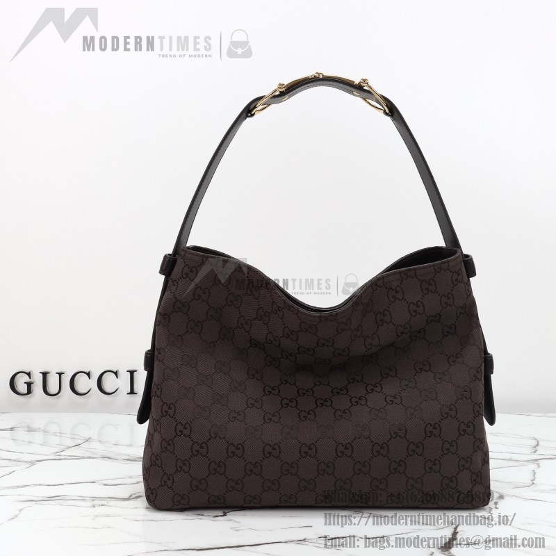 Gucci Brown Canvas Tote with Gray-Green and White Leather – Model 850926 / 850546