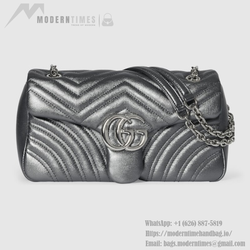 Gucci Silver and Black-Silver Leather Shoulder Bag – Models 837280 / 854863