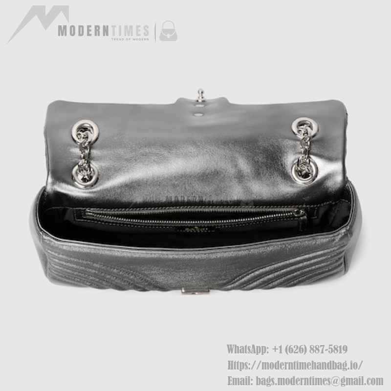Gucci Silver and Black-Silver Leather Shoulder Bag – Models 837280 / 854863