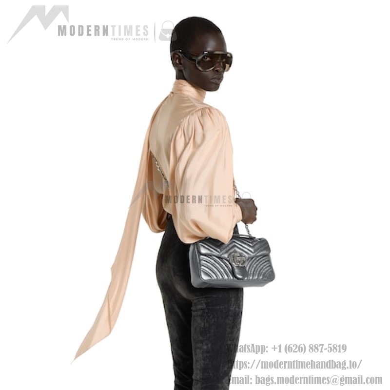 Gucci Silver and Black-Silver Leather Shoulder Bag – Models 837280 / 854863
