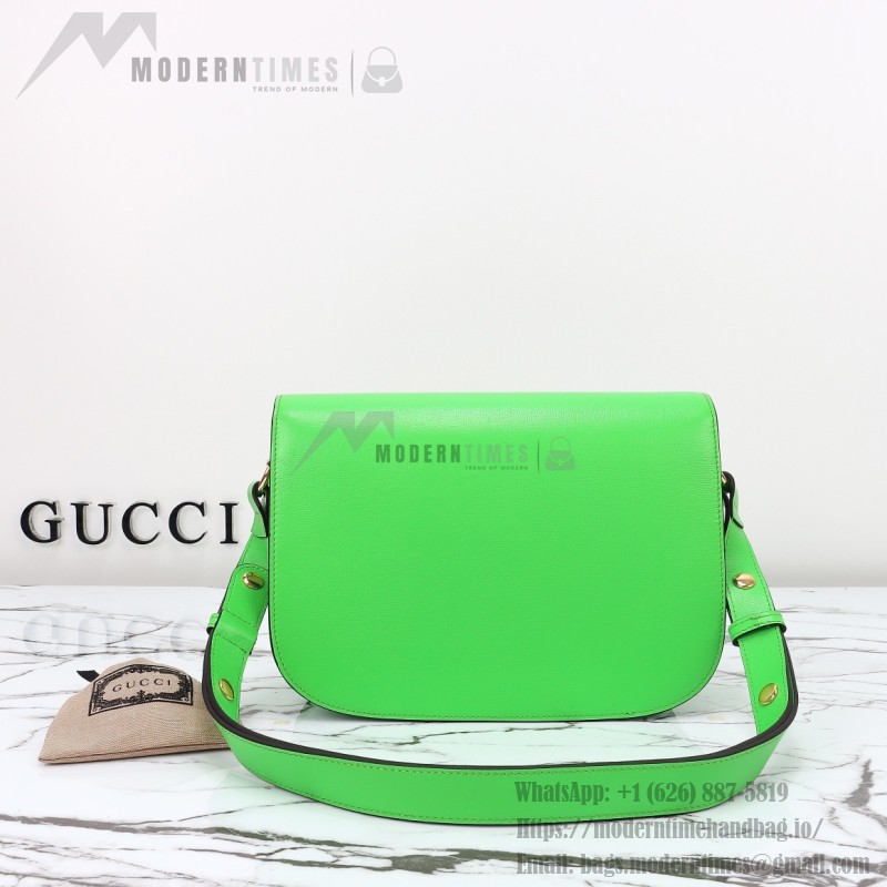 Gucci 602204 White Leather Shoulder Bag with Red and Green Accents