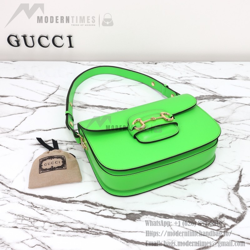 Gucci 602204 White Leather Shoulder Bag with Red and Green Accents