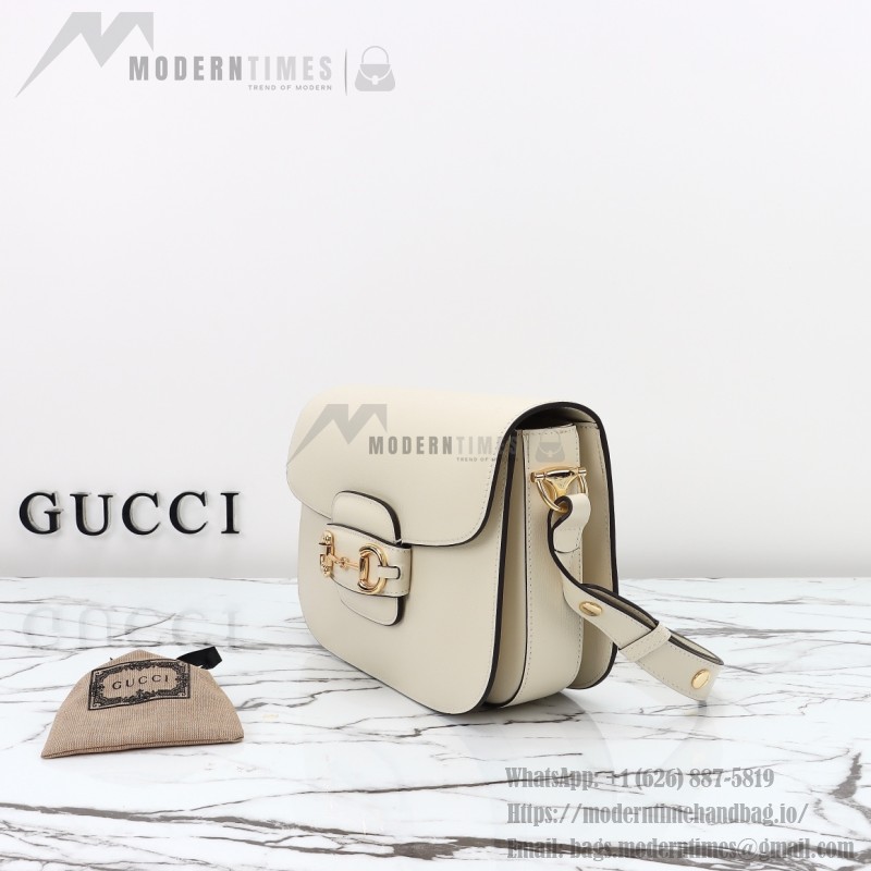 Gucci 602204 White Leather Shoulder Bag with Red and Green Accents