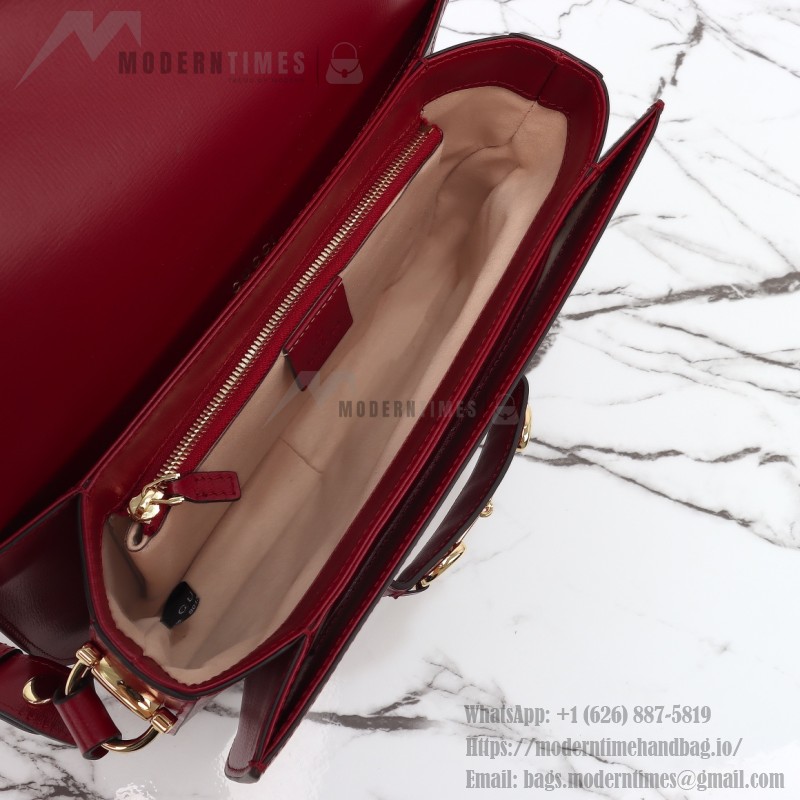 Gucci 602204 White Leather Shoulder Bag with Red and Green Accents