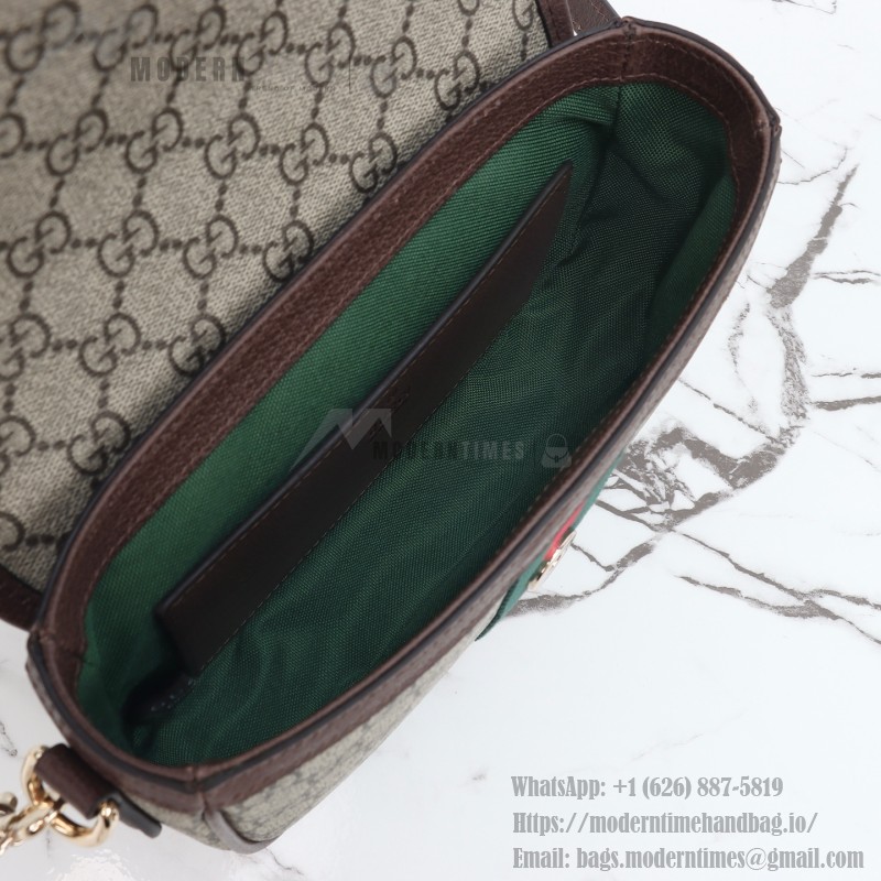 Gucci 836843 Beige–Brown & Brown–Red Leather Crossbody Bag 20×16×5cm