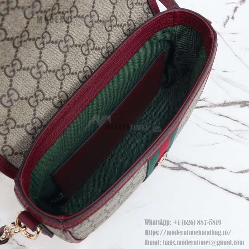 Gucci 836843 Beige–Brown & Brown–Red Leather Crossbody Bag 20×16×5cm