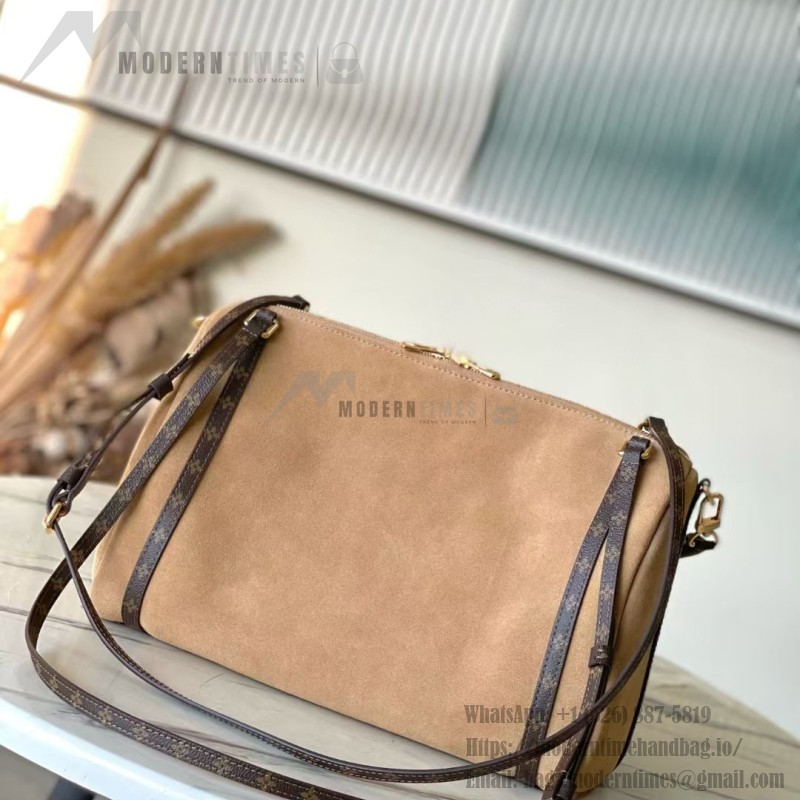 Louis Vuitton Express Medium M26358 Brown Suede Leather Handbag