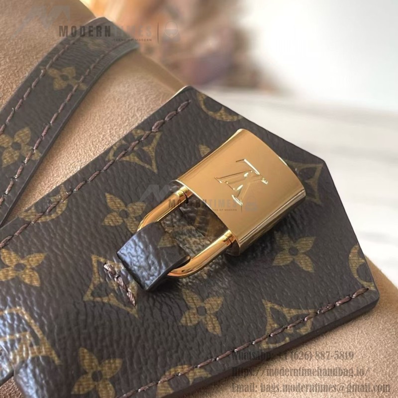 Louis Vuitton Express Medium M26358 Brown Suede Leather Handbag
