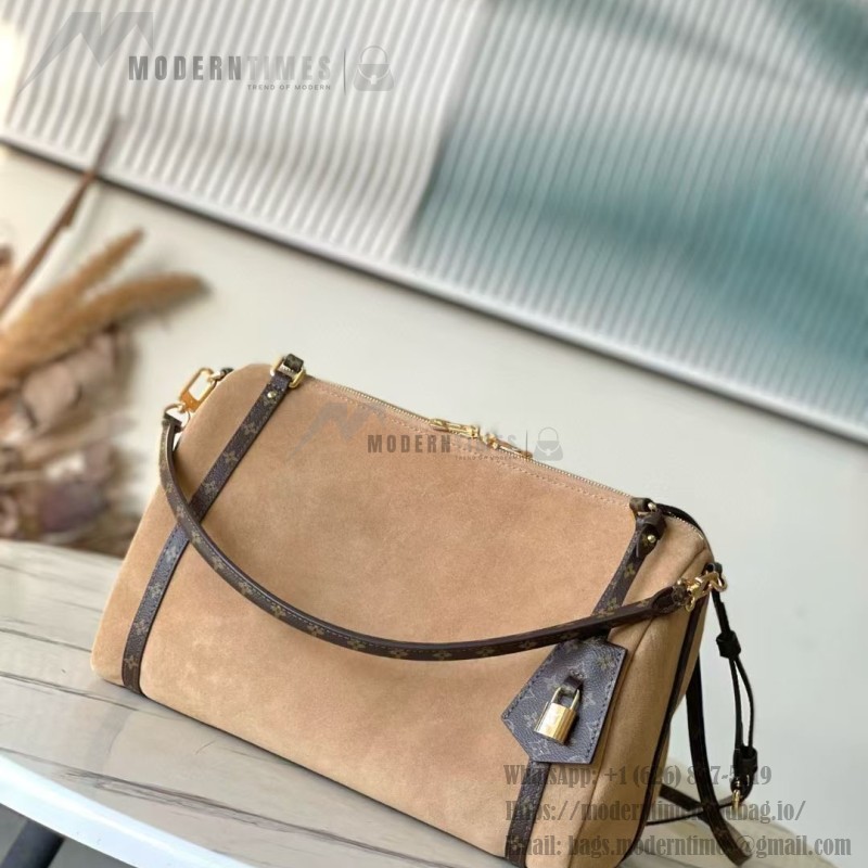 Louis Vuitton Express Medium M26358 Brown Suede Leather Handbag