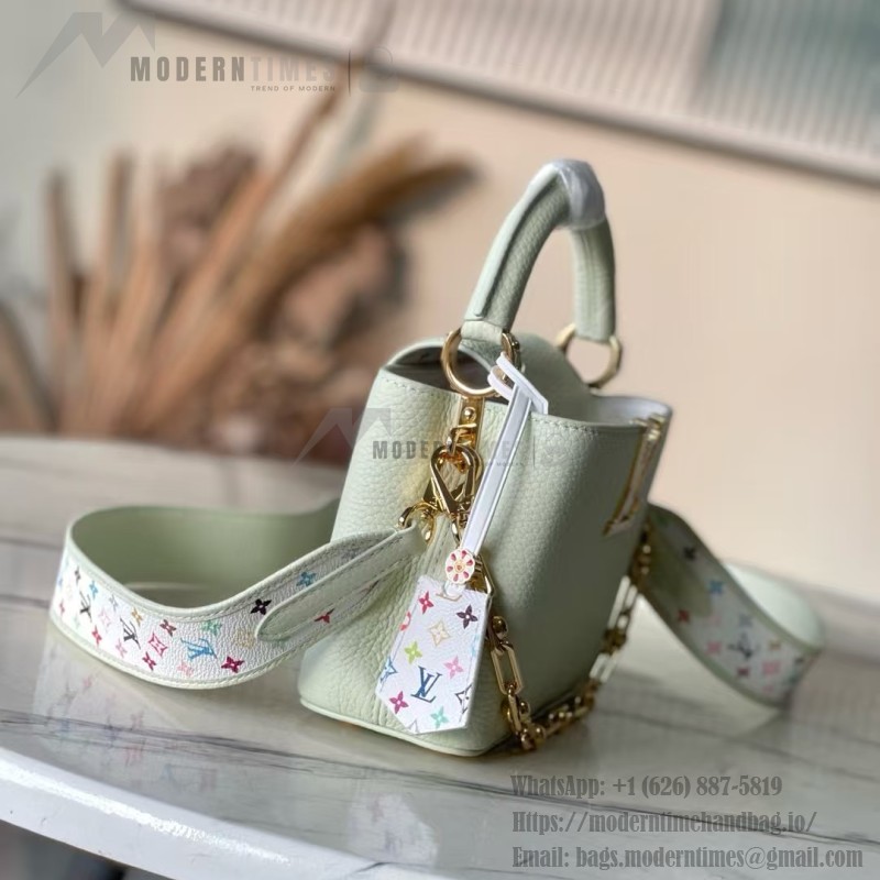 Louis Vuitton × Murakami Capucines M13253 Light Green Off-White Tri-Color Limited Edition – Premium Replica