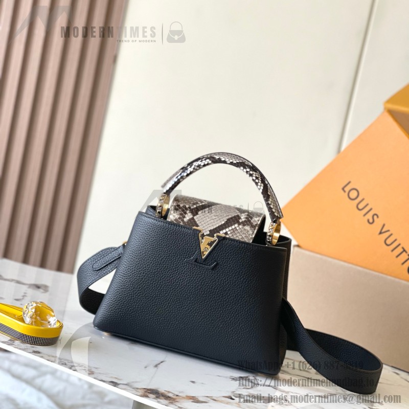 Louis Vuitton Capucines BB M81408 Black Python Dynamic Chip Leather Bag