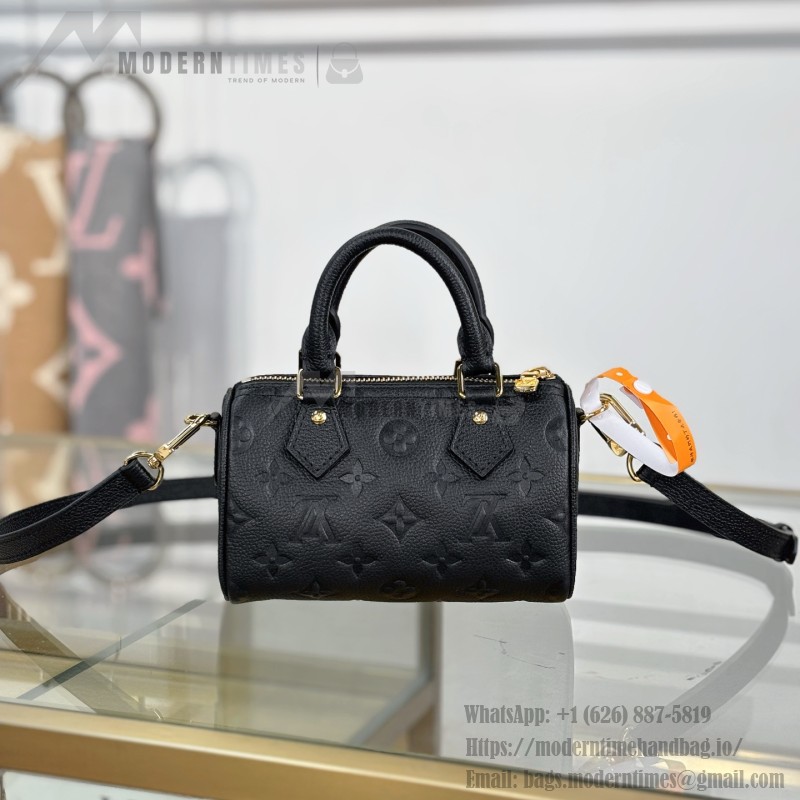 Louis Vuitton Nano Speedy M82450 Black MB Chip Replica Handbag