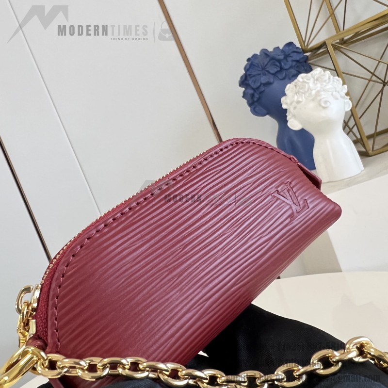 Louis Vuitton Lipstick Mini Cosmetic Pouch Monogram Canvas with Chain