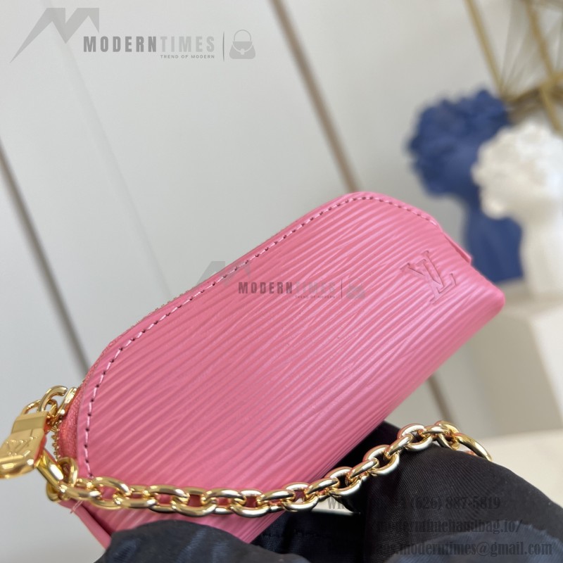 Louis Vuitton Lipstick Mini Cosmetic Pouch Monogram Canvas with Chain