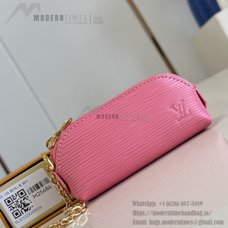 Louis Vuitton Lipstick Mini Cosmetic Pouch Monogram Canvas with Chain
