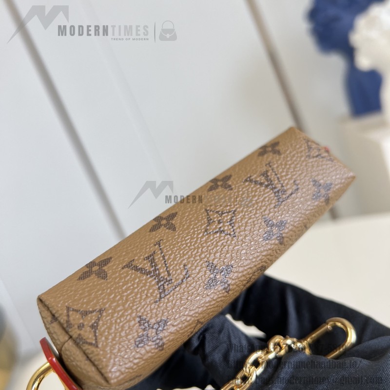 Louis Vuitton Lipstick Mini Cosmetic Pouch Monogram Canvas with Chain