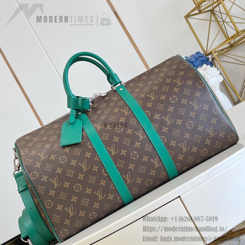 Louis Vuitton Keepall Bandoulière 45 replica in Monogram Eclipse canvas deep green
