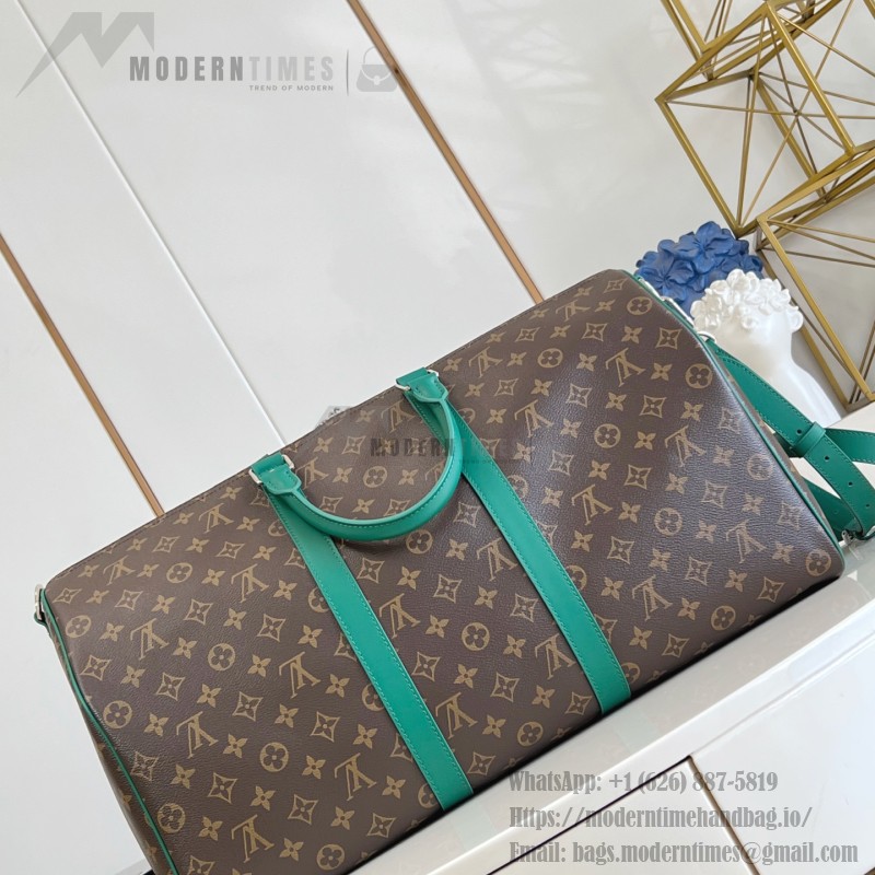 Louis Vuitton Keepall Bandoulière 45 replica in Monogram Eclipse canvas deep green