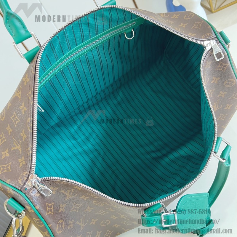 Louis Vuitton Keepall Bandoulière 45 replica in Monogram Eclipse canvas deep green