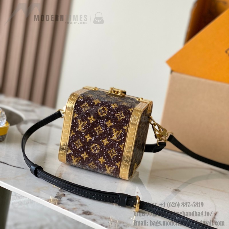 Louis Vuitton Treasure Box Limited Edition Handbag M83089 with Full Steel Hardware (4.13 x 4.13 x 4.13 inches)