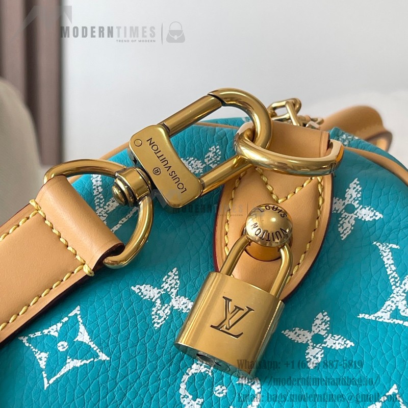 Louis Vuitton Speedy P9 Bandouliere 25 Handbag M11562 Windy Purple & M11561 Lake Blue with A-grade Full Steel Hardware (9.84 x 5.91 x 5.91 inches)