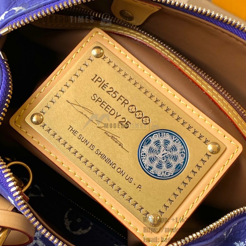Louis Vuitton Speedy P9 Bandouliere 25 Handbag M11562 Windy Purple & M11561 Lake Blue with A-grade Full Steel Hardware (9.84 x 5.91 x 5.91 inches)