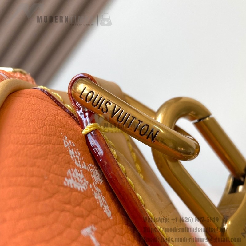 Louis Vuitton Speedy P9 Bandouliere 25 Handbag M13912 Tangerine Orange with A-grade Full Steel Hardware (9.84 x 5.91 x 5.91 inches)