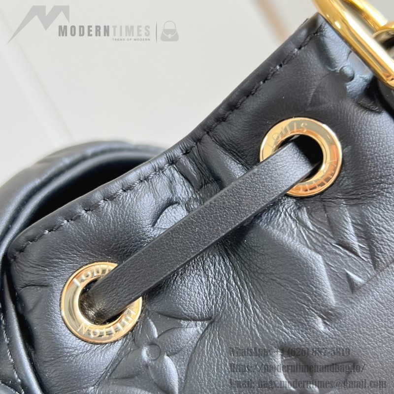 LV Coussin Backpack Medium Black replica with monogram embossed leather