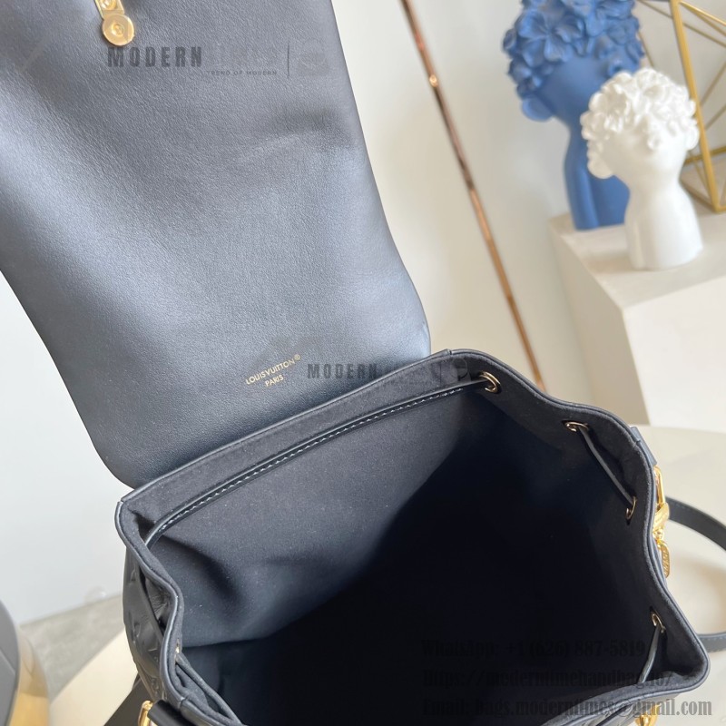 LV Coussin Backpack Medium Black replica with monogram embossed leather