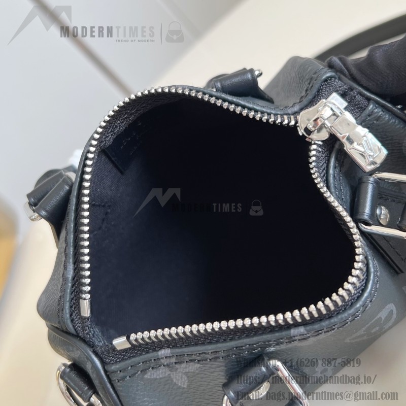 Louis Vuitton Nano Speedy Handbag in Monogram Eclipse Canvas with Detachable Strap