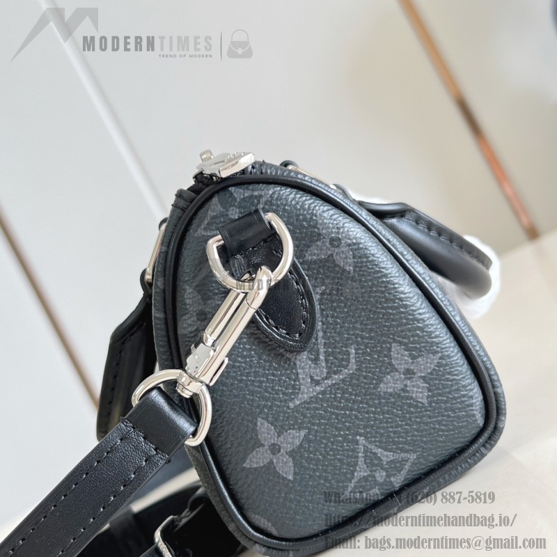 Louis Vuitton Nano Speedy Handbag in Monogram Eclipse Canvas with Detachable Strap